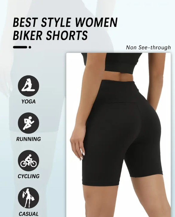 5pcs Women's High-Waist Yoga Shorts